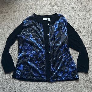 Chico's Black and Blue Slinky Cardigan